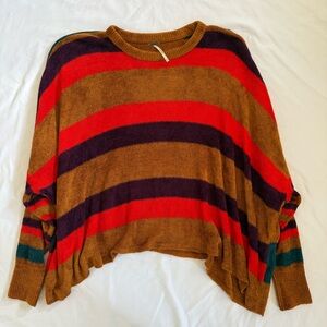 Free People Red and Brown Two tone Sweater Size Xs